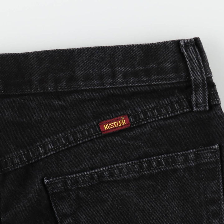 Rustler Black Denim Straight Denim Pants for Men, W32 equivalent cotton black type Vintage Second Hand