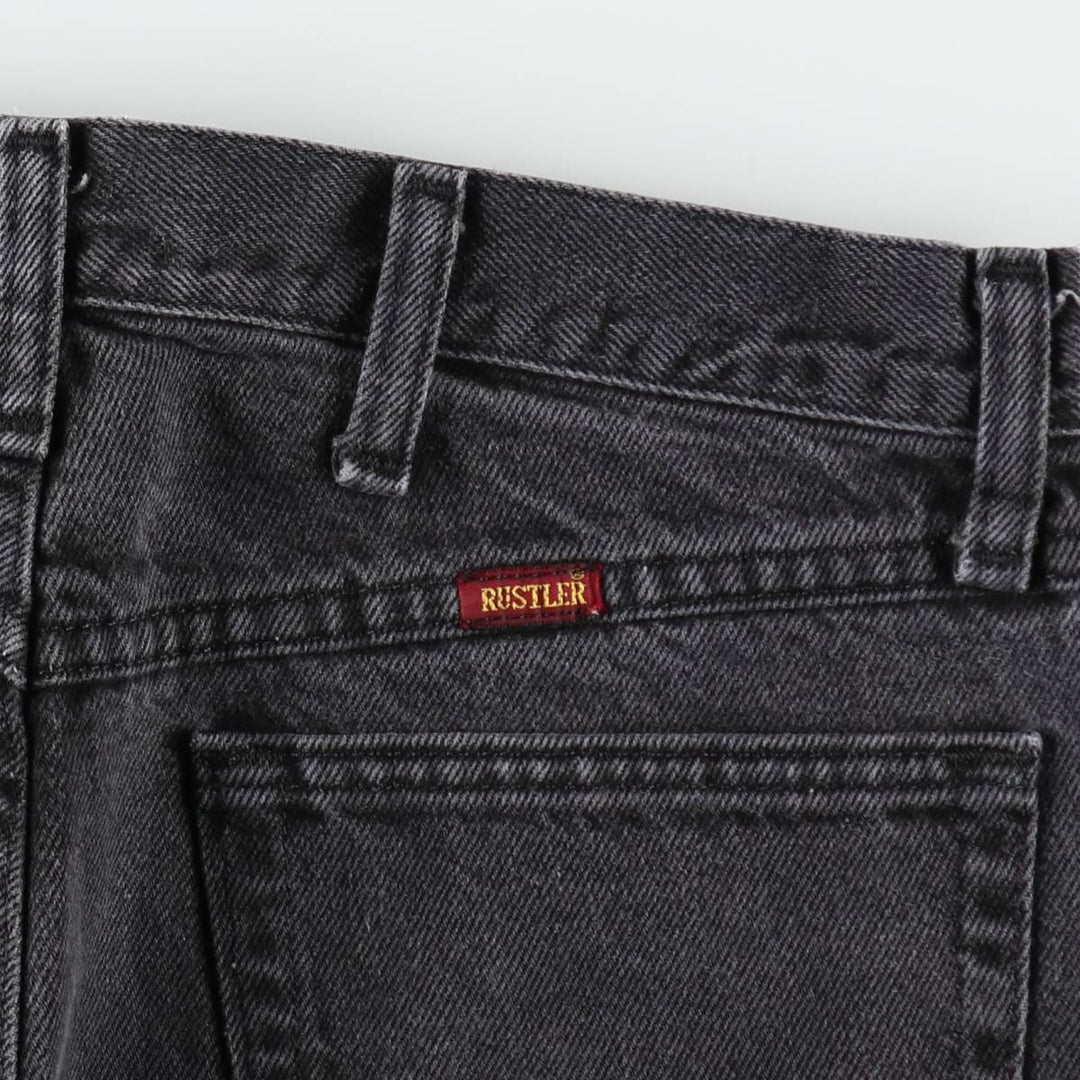 Rustler Black Denim Straight Denim Pants for Men, W32 equivalent cotton black type Vintage Second Hand
