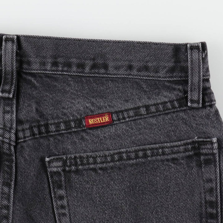 Rustler Black Denim Straight Denim Pants for Men, W32 equivalent cotton black type Vintage Second Hand