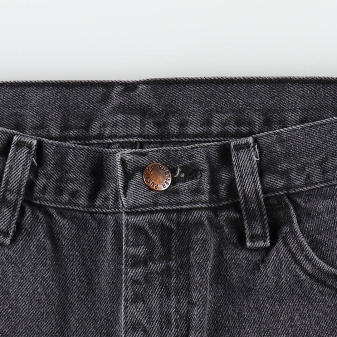 Rustler Black Denim Straight Denim Pants for Men, W32 equivalent cotton black type Vintage Second Hand