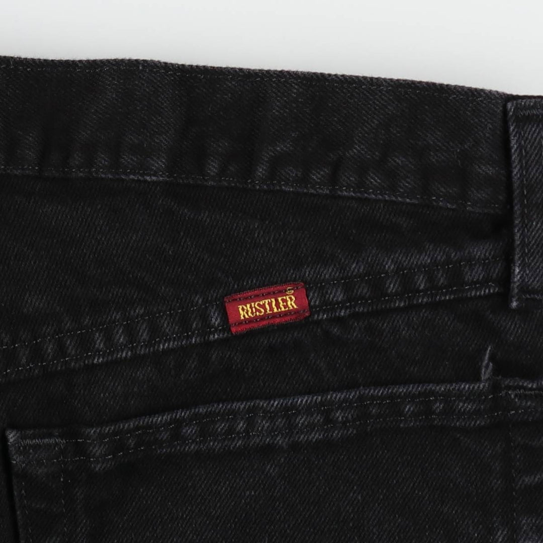 Rustler Black Denim Straight Denim Pants for Men, W34 equivalent cotton black type Vintage Second Hand