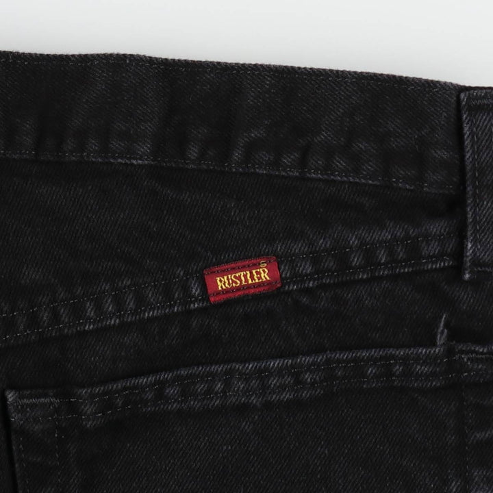 Rustler Black Denim Straight Denim Pants for Men, W34 equivalent cotton black type Vintage Second Hand
