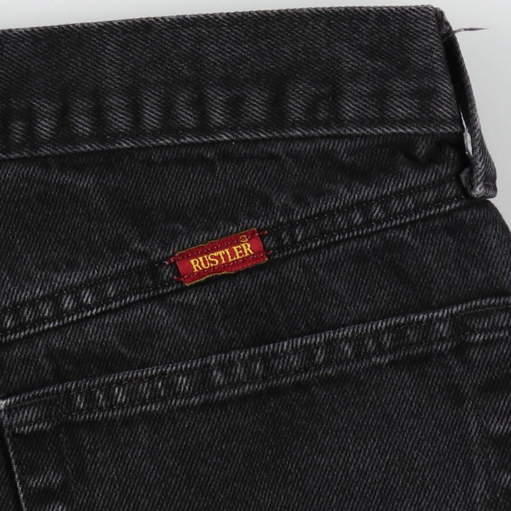 Rustler Black Denim Straight Denim Pants for Men, W32 equivalent cotton black type Vintage Second Hand