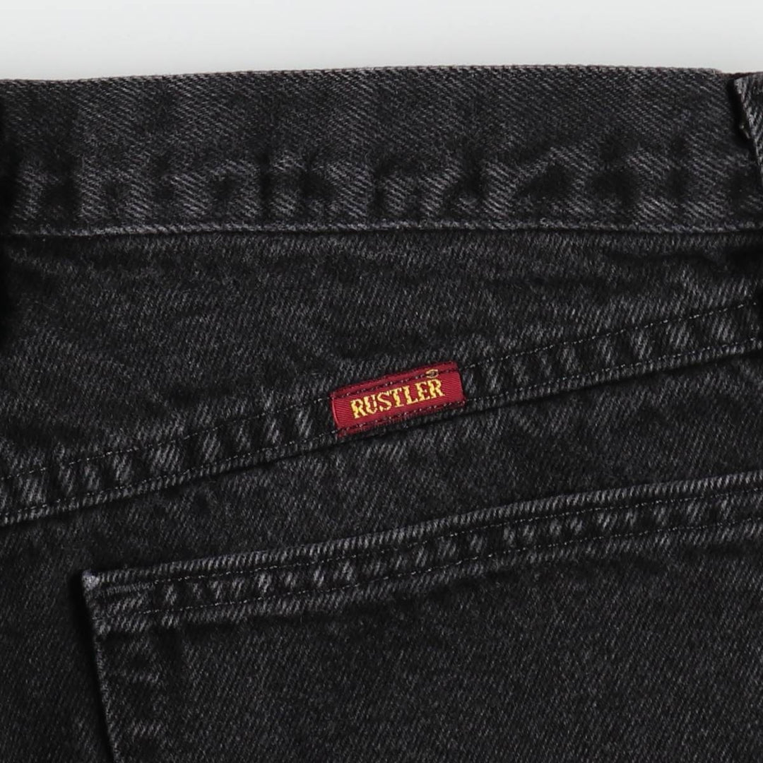 Rustler Black Denim Straight Denim Pants for Men, W32 equivalent cotton black type Vintage Second Hand