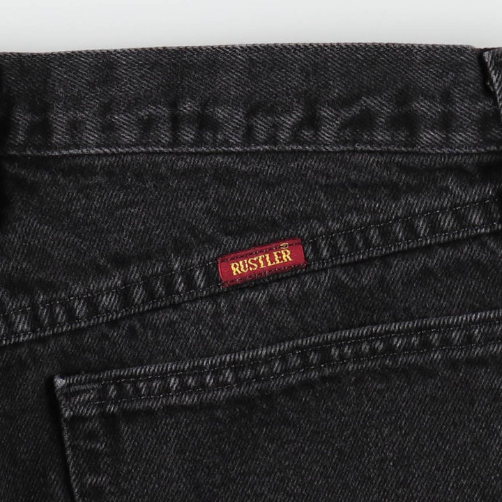 Rustler Black Denim Straight Denim Pants for Men, W32 equivalent cotton black type Vintage Second Hand