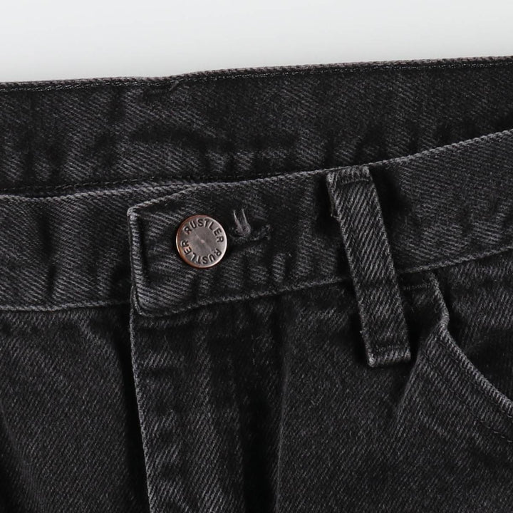 Rustler Black Denim Straight Denim Pants for Men, W32 equivalent cotton black type Vintage Second Hand