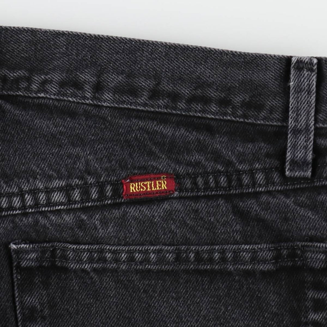 Rustler Black Denim Straight Denim Pants for Men, W33 equivalent cotton black type Vintage Second Hand