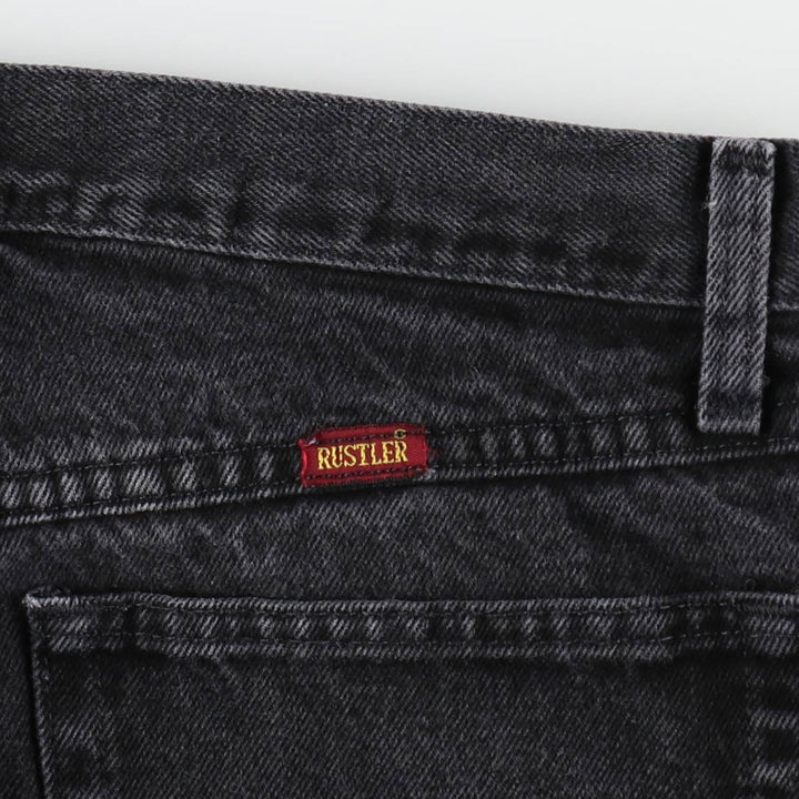 Rustler Black Denim Straight Denim Pants for Men, W33 equivalent cotton black type Vintage Second Hand