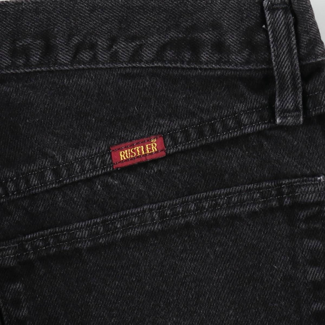 Rustler Black Denim Straight Denim Pants for Men, W33 equivalent cotton black type Vintage Second Hand