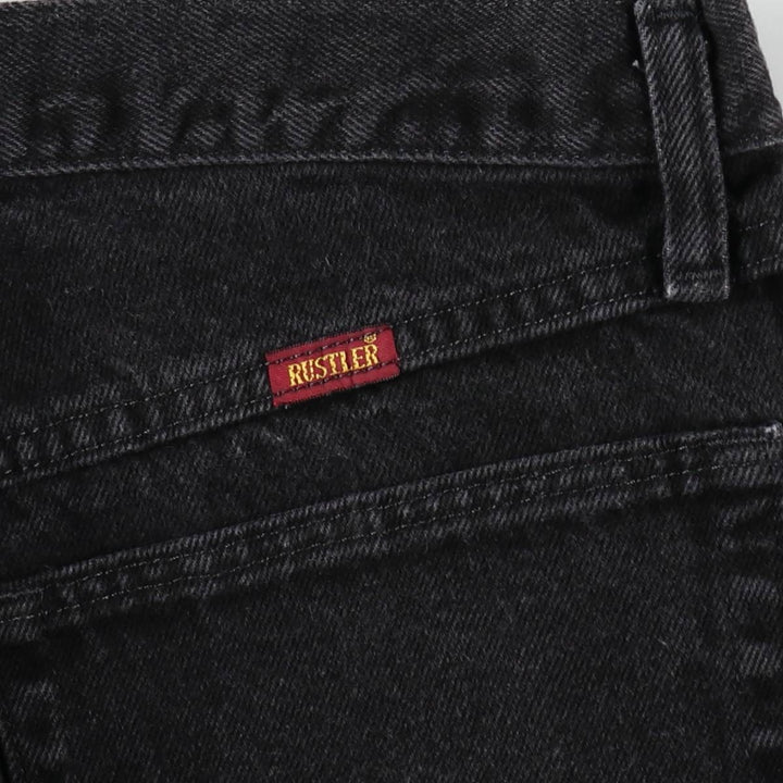 Rustler Black Denim Straight Denim Pants for Men, W33 equivalent cotton black type Vintage Second Hand