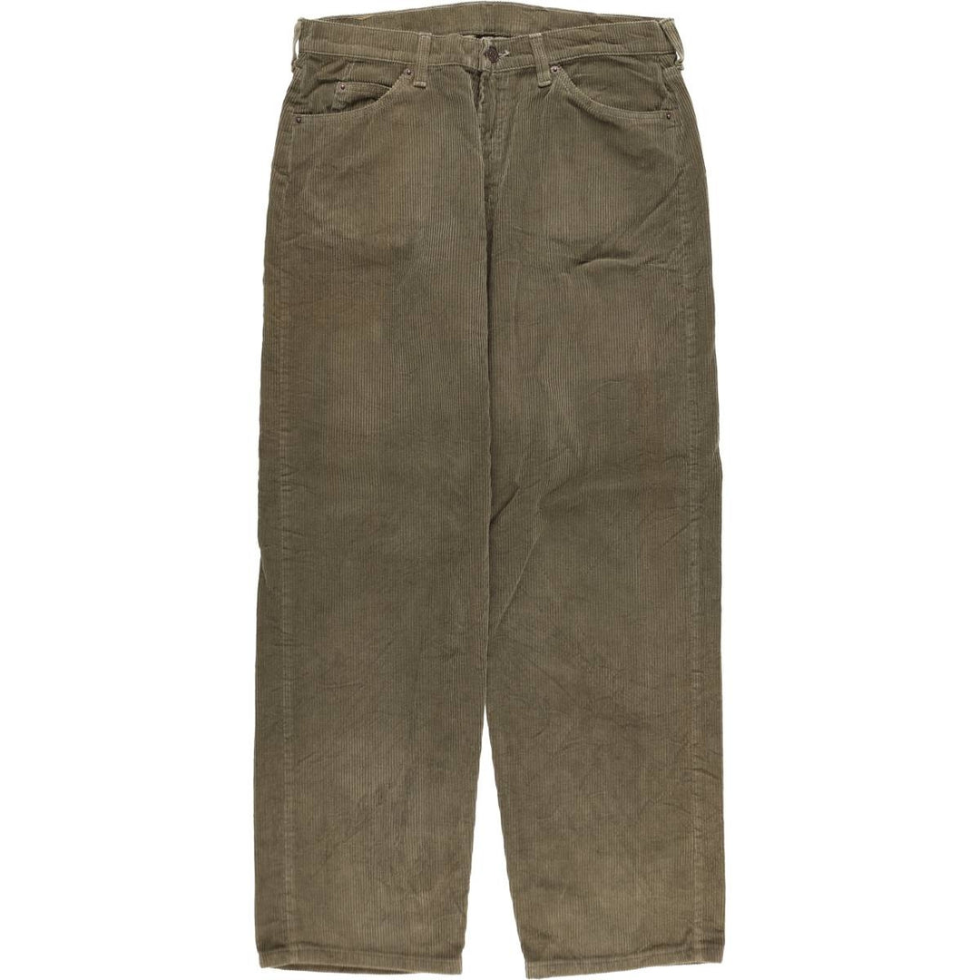1990'S Levi's 565 Loose Fit Wide Leg Corduroy Pants, Made in USA, Men's Size W35 (approx.), Vintage cotton Khaki type sage green Vintage Second Hand