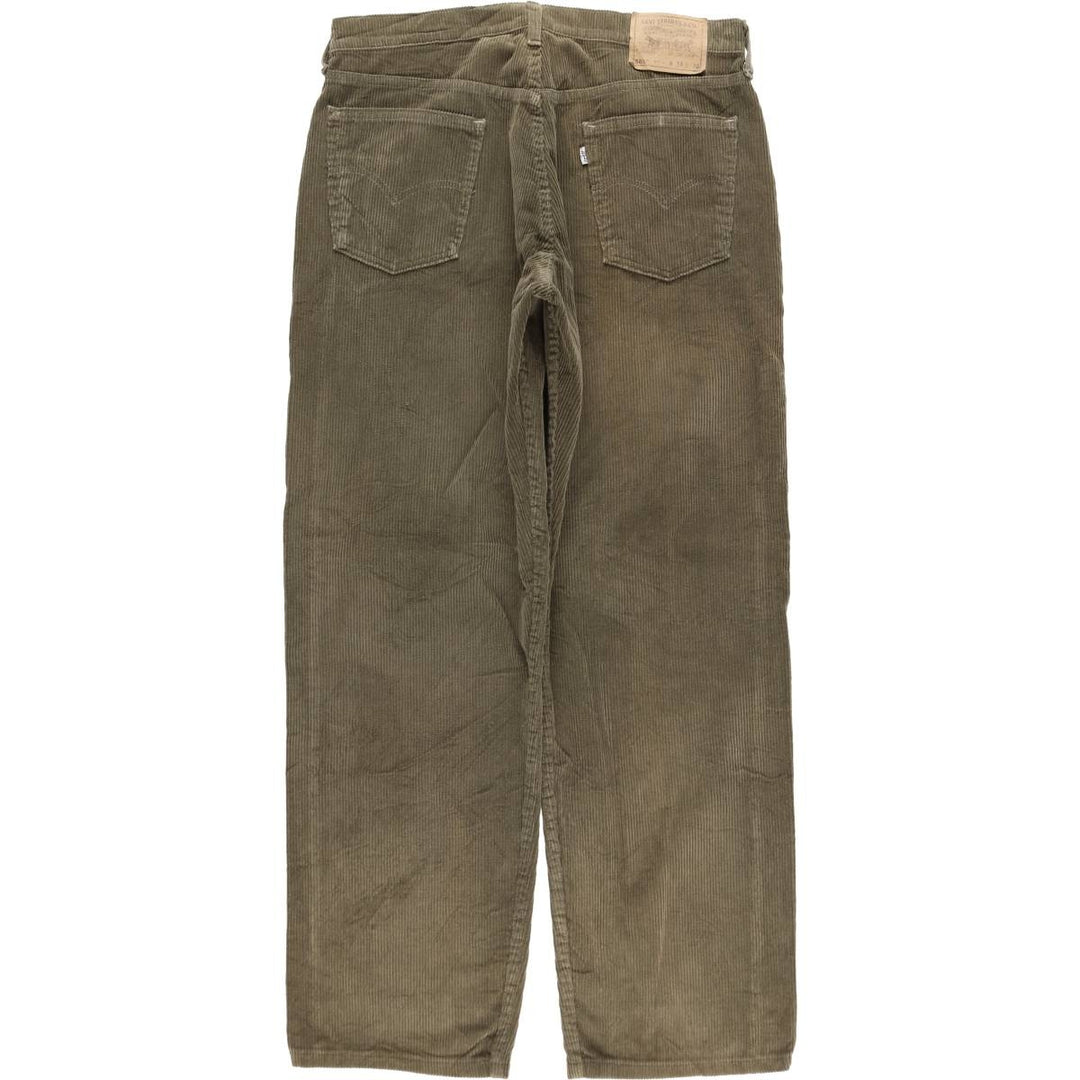 1990'S Levi's 565 Loose Fit Wide Leg Corduroy Pants, Made in USA, Men's Size W35 (approx.), Vintage cotton Khaki type sage green Vintage Second Hand