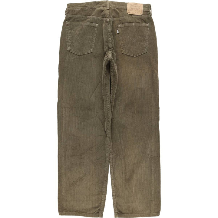 1990'S Levi's 565 Loose Fit Wide Leg Corduroy Pants, Made in USA, Men's Size W35 (approx.), Vintage cotton Khaki type sage green Vintage Second Hand