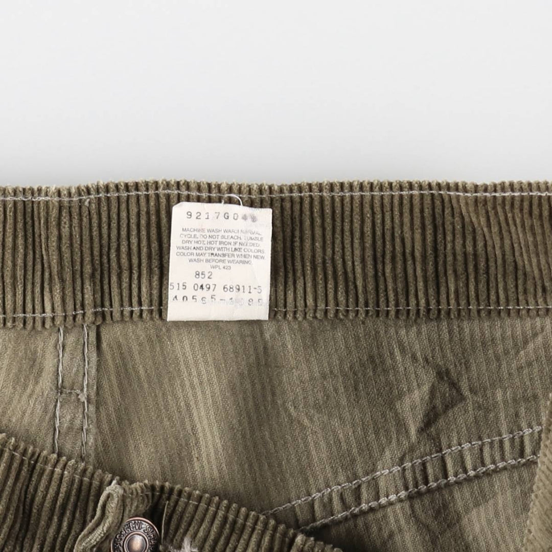 1990'S Levi's 565 Loose Fit Wide Leg Corduroy Pants, Made in USA, Men's Size W35 (approx.), Vintage cotton Khaki type sage green Vintage Second Hand