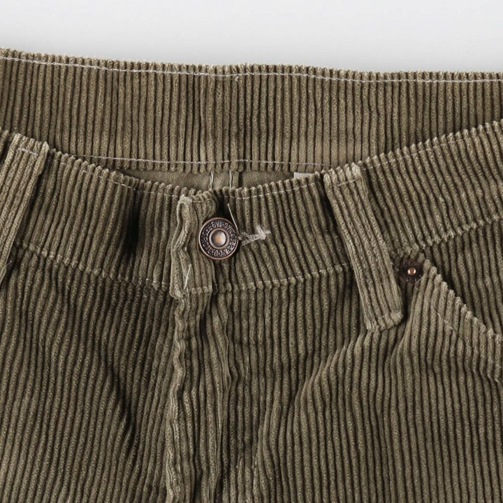 1990'S Levi's 565 Loose Fit Wide Leg Corduroy Pants, Made in USA, Men's Size W35 (approx.), Vintage cotton Khaki type sage green Vintage Second Hand