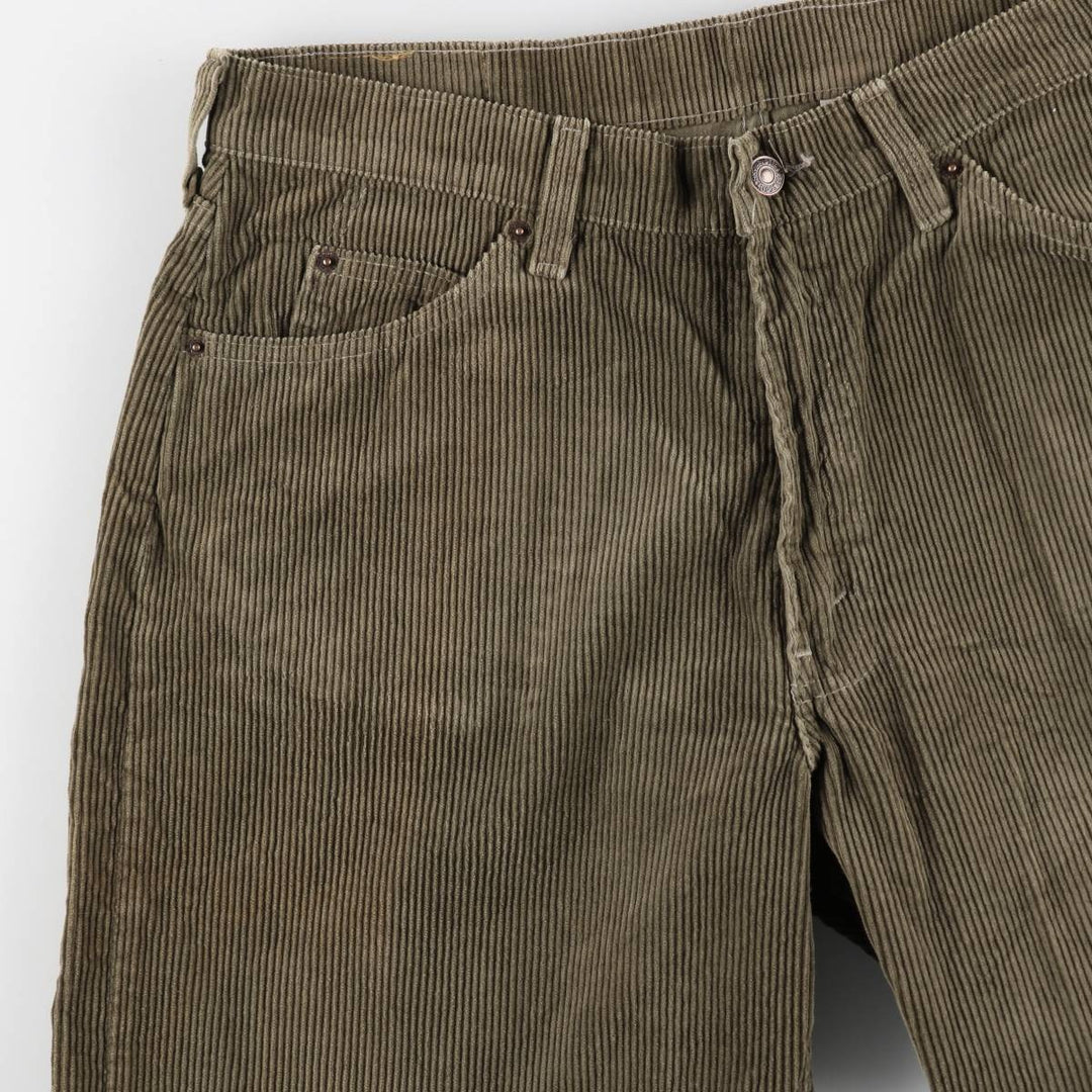 1990'S Levi's 565 Loose Fit Wide Leg Corduroy Pants, Made in USA, Men's Size W35 (approx.), Vintage cotton Khaki type sage green Vintage Second Hand