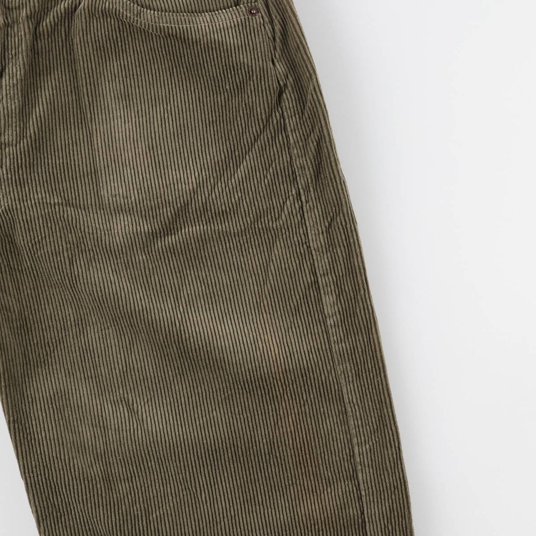 1990'S Levi's 565 Loose Fit Wide Leg Corduroy Pants, Made in USA, Men's Size W35 (approx.), Vintage cotton Khaki type sage green Vintage Second Hand