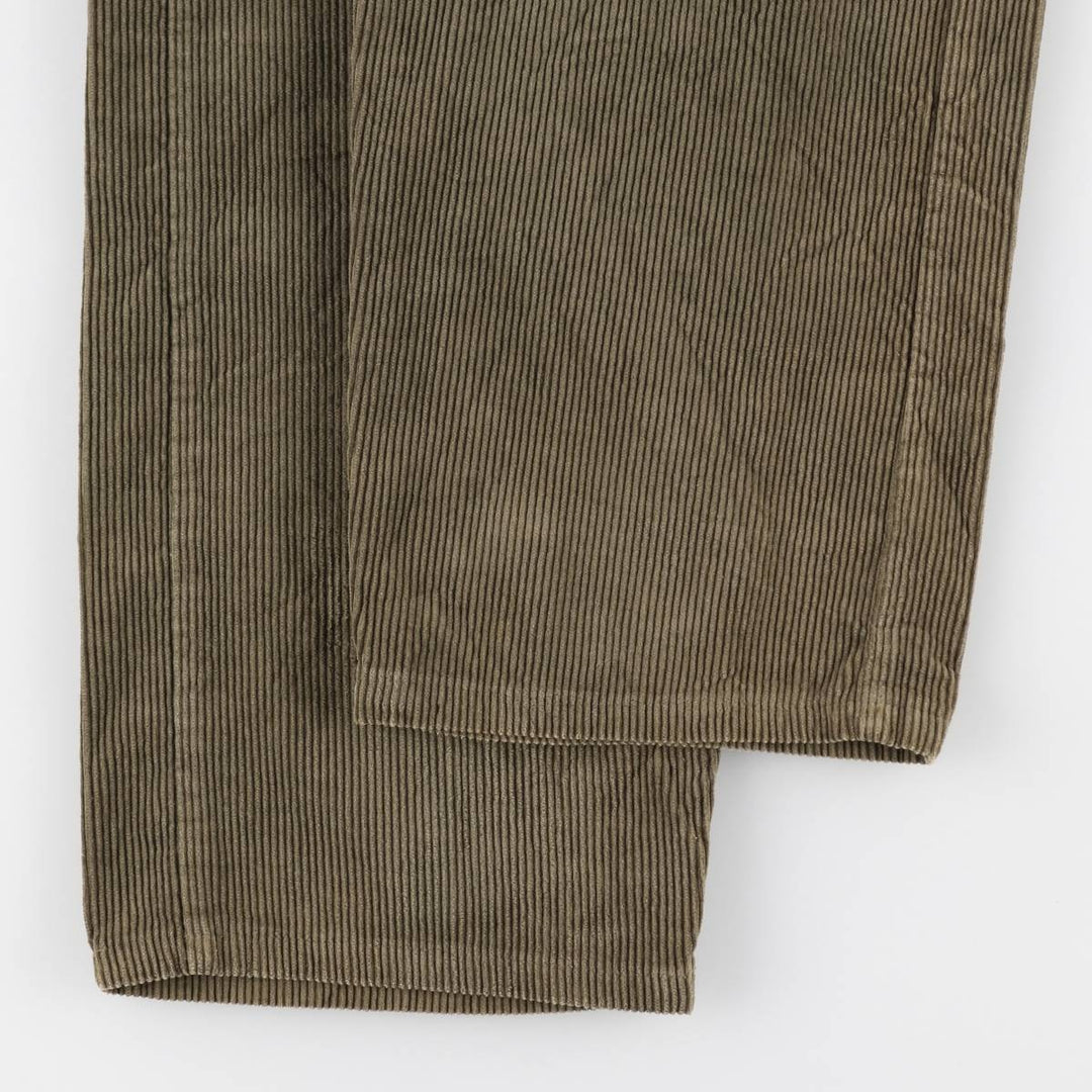 1990'S Levi's 565 Loose Fit Wide Leg Corduroy Pants, Made in USA, Men's Size W35 (approx.), Vintage cotton Khaki type sage green Vintage Second Hand
