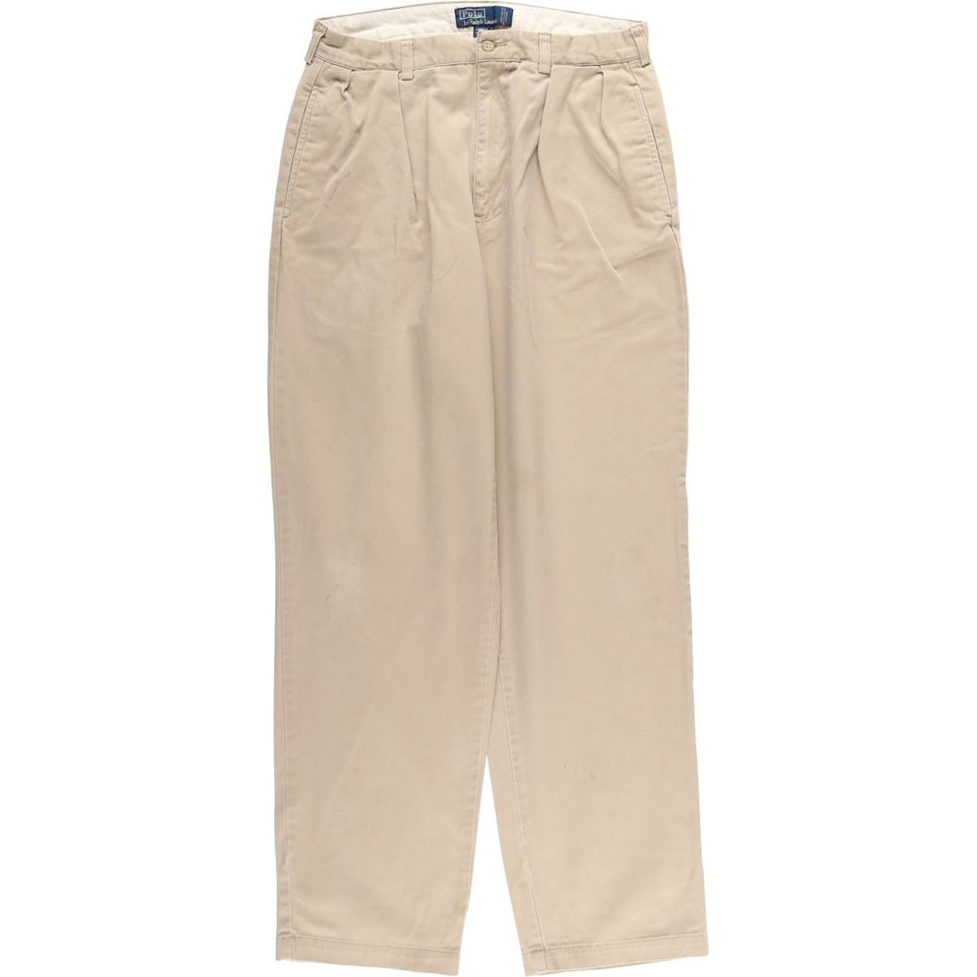 Ralph Lauren POLO by Ralph Lauren ANDREW PANT Two-pleat chino pants for men, equivalent to W33 cotton Beige type Vintage Second Hand