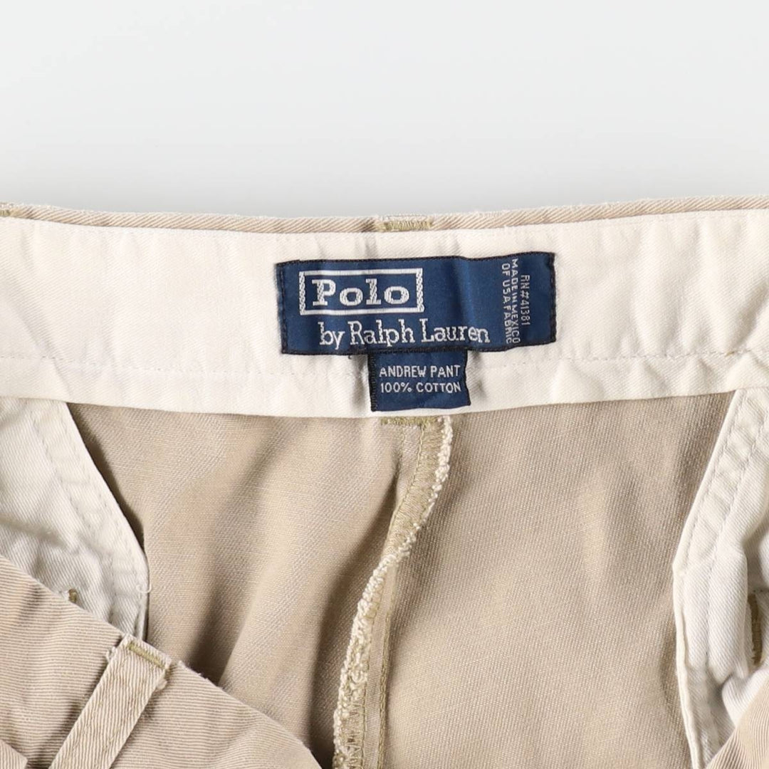 Ralph Lauren POLO by Ralph Lauren ANDREW PANT Two-pleat chino pants for men, equivalent to W33 cotton Beige type Vintage Second Hand