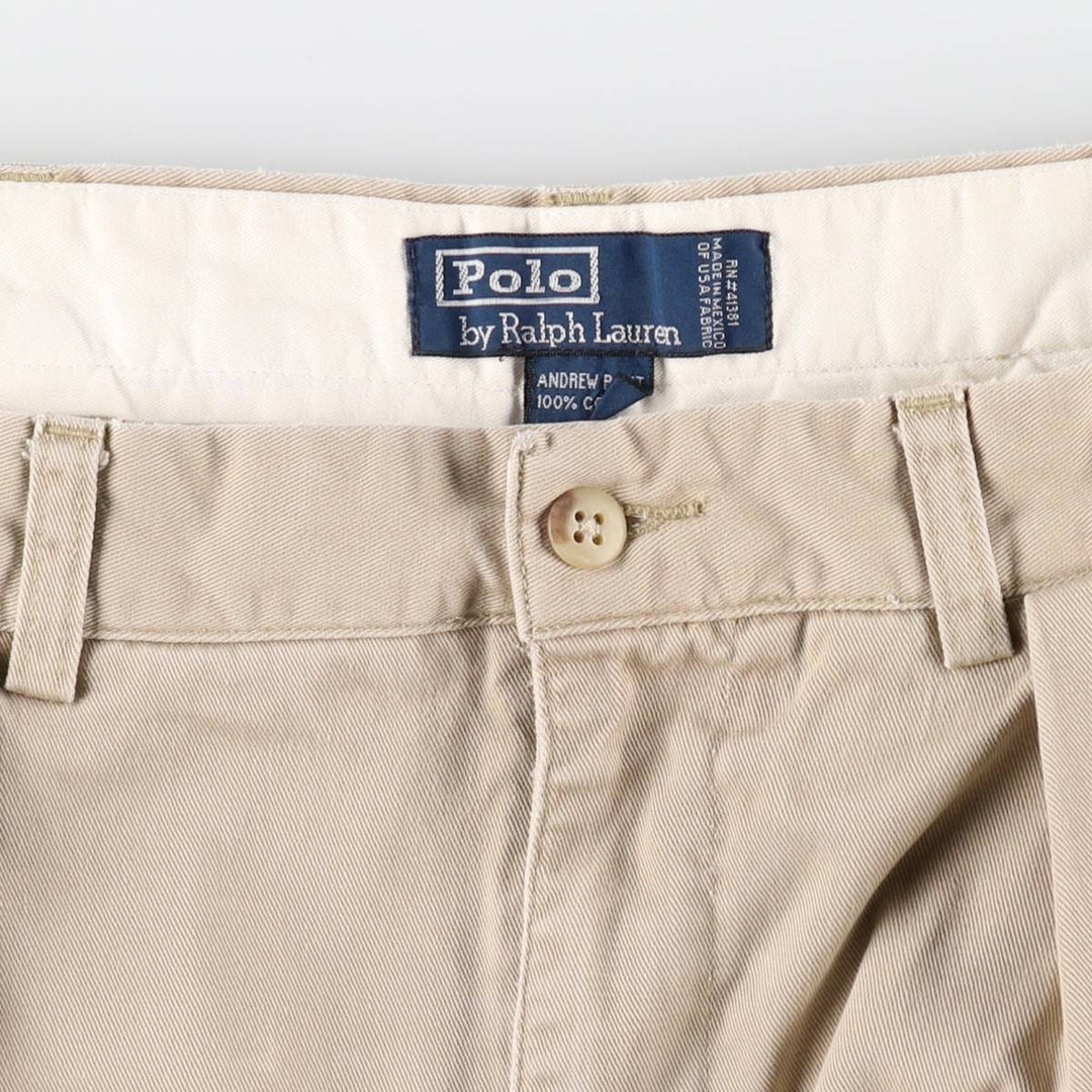 Ralph Lauren POLO by Ralph Lauren ANDREW PANT Two-pleat chino pants for men, equivalent to W33 cotton Beige type Vintage Second Hand