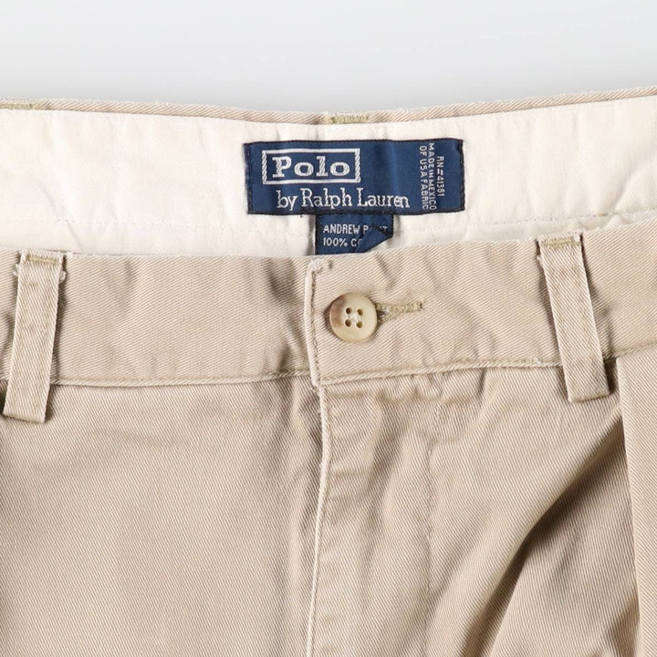 Ralph Lauren POLO by Ralph Lauren ANDREW PANT Two-pleat chino pants for men, equivalent to W33 cotton Beige type Vintage Second Hand