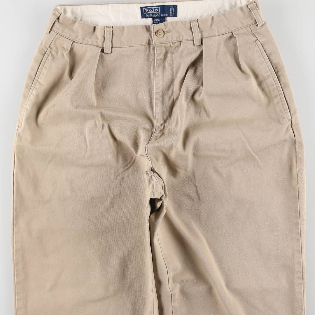 Ralph Lauren POLO by Ralph Lauren ANDREW PANT Two-pleat chino pants for men, equivalent to W33 cotton Beige type Vintage Second Hand