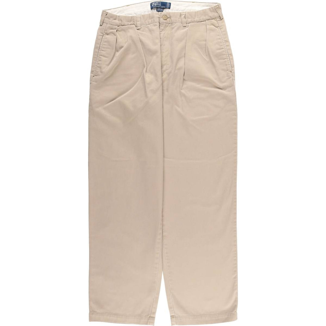 Ralph Lauren POLO by Ralph Lauren ANDREW PANT Two-pleat chino pants for men, equivalent to W33 cotton Beige type Vintage Second Hand