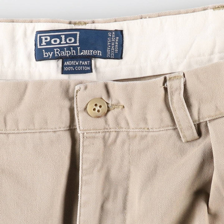 Ralph Lauren POLO by Ralph Lauren ANDREW PANT Two-pleat chino pants for men, equivalent to W33 cotton Beige type Vintage Second Hand