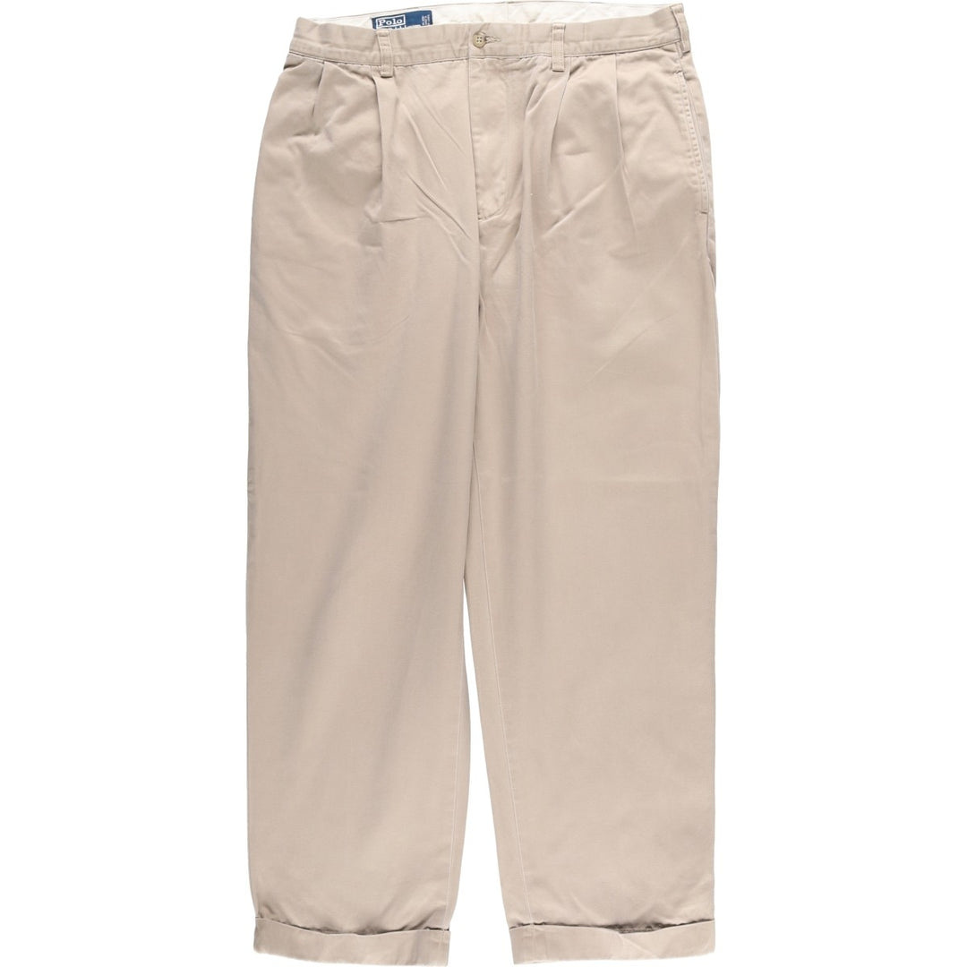 Ralph Lauren POLO by Ralph Lauren HAMMOND PANT, two-pleat chino pants, men's, w34 equivalent cotton Beige type Vintage Second Hand