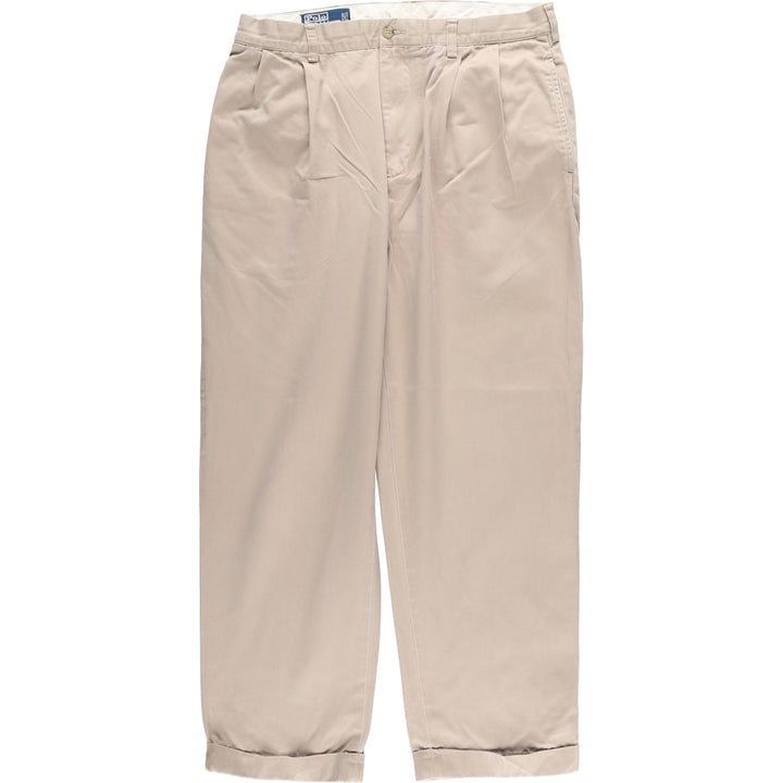 Ralph Lauren POLO by Ralph Lauren HAMMOND PANT, two-pleat chino pants, men's, w34 equivalent cotton Beige type Vintage Second Hand