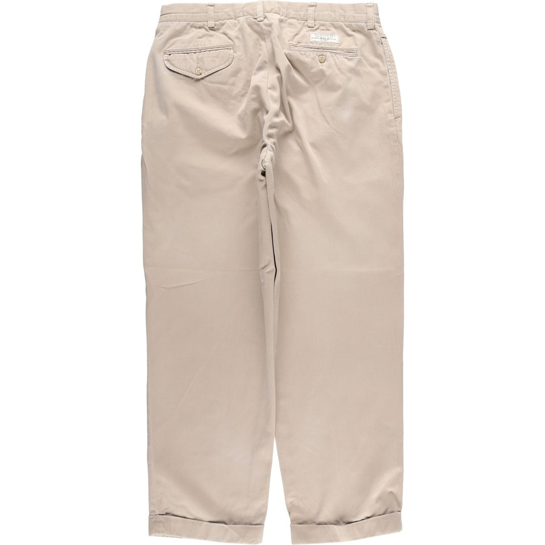 Ralph Lauren POLO by Ralph Lauren HAMMOND PANT, two-pleat chino pants, men's, w34 equivalent cotton Beige type Vintage Second Hand