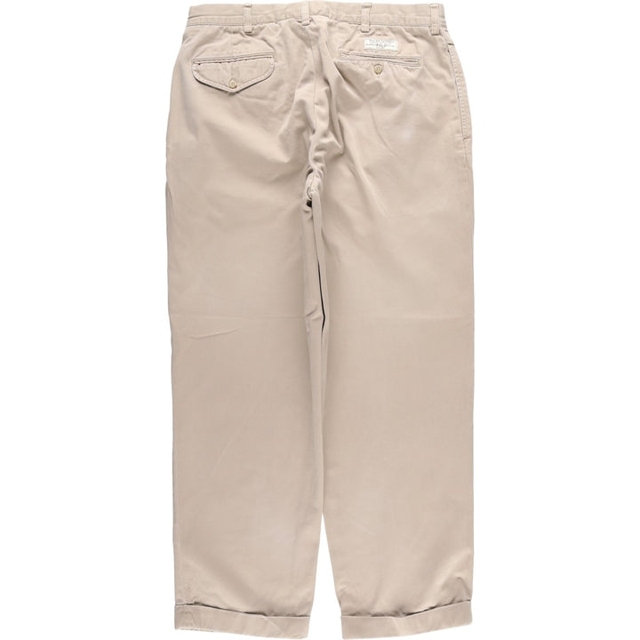 Ralph Lauren POLO by Ralph Lauren HAMMOND PANT, two-pleat chino pants, men's, w34 equivalent cotton Beige type Vintage Second Hand