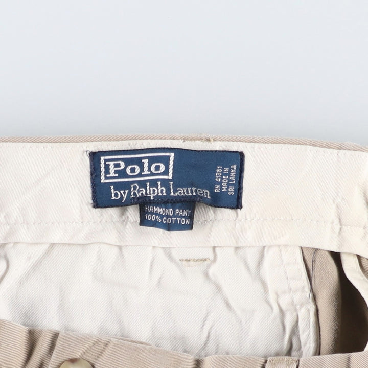 Ralph Lauren POLO by Ralph Lauren HAMMOND PANT, two-pleat chino pants, men's, w34 equivalent cotton Beige type Vintage Second Hand