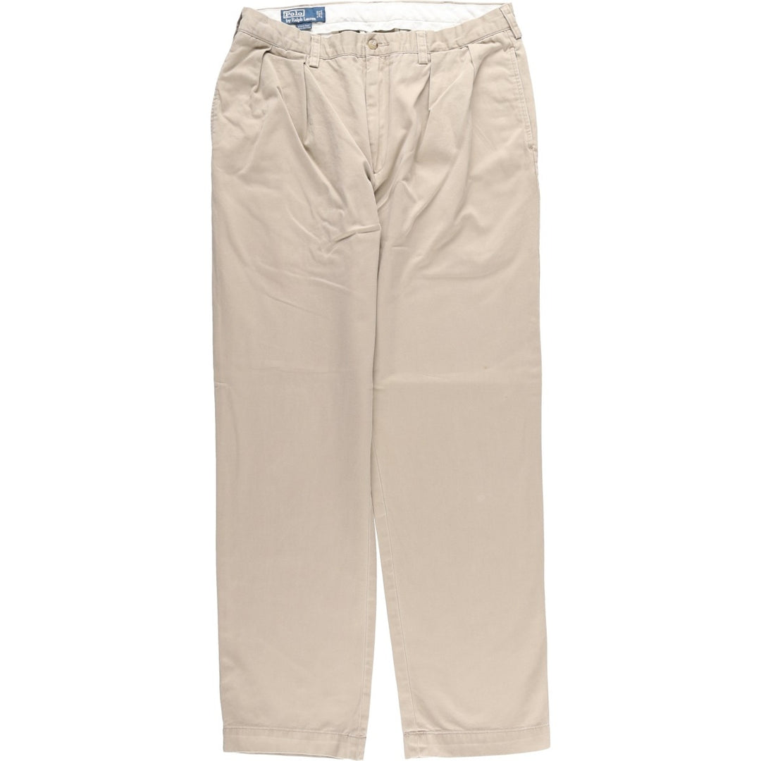 Ralph Lauren POLO by Ralph Lauren ETHAN PANT Two-pleat chino pants for men, size W34 cotton Beige type Vintage Second Hand