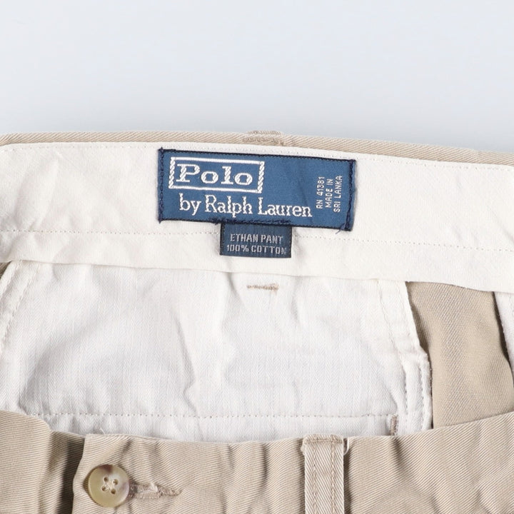 Ralph Lauren POLO by Ralph Lauren ETHAN PANT Two-pleat chino pants for men, size W34 cotton Beige type Vintage Second Hand