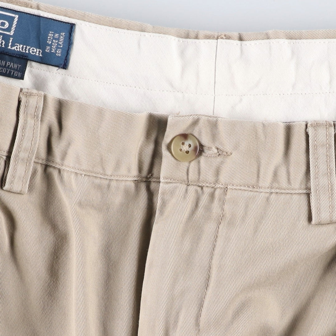 Ralph Lauren POLO by Ralph Lauren ETHAN PANT Two-pleat chino pants for men, size W34 cotton Beige type Vintage Second Hand