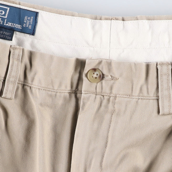 Ralph Lauren POLO by Ralph Lauren ETHAN PANT Two-pleat chino pants for men, size W34 cotton Beige type Vintage Second Hand