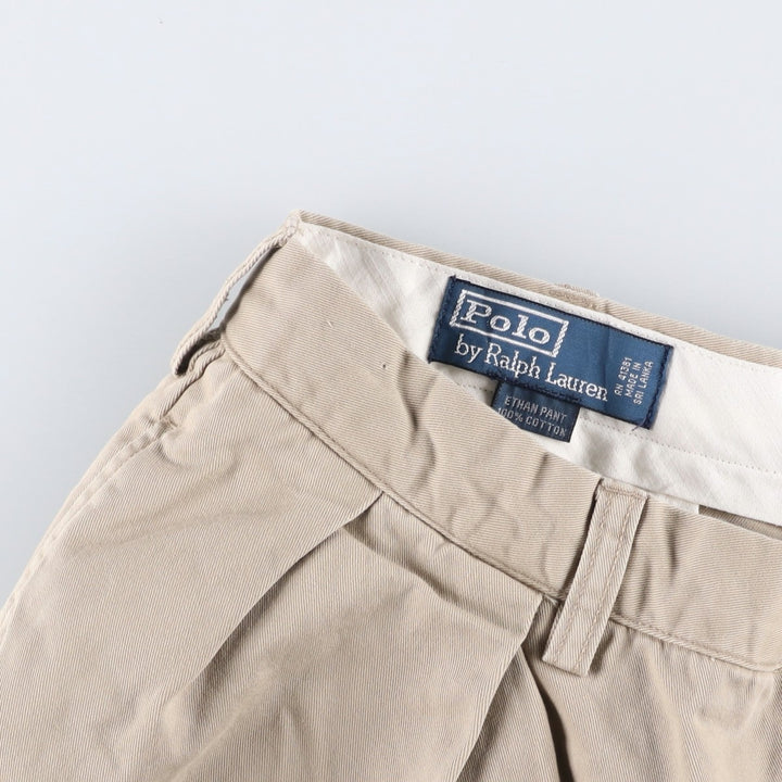 Ralph Lauren POLO by Ralph Lauren ETHAN PANT Two-pleat chino pants for men, size W34 cotton Beige type Vintage Second Hand