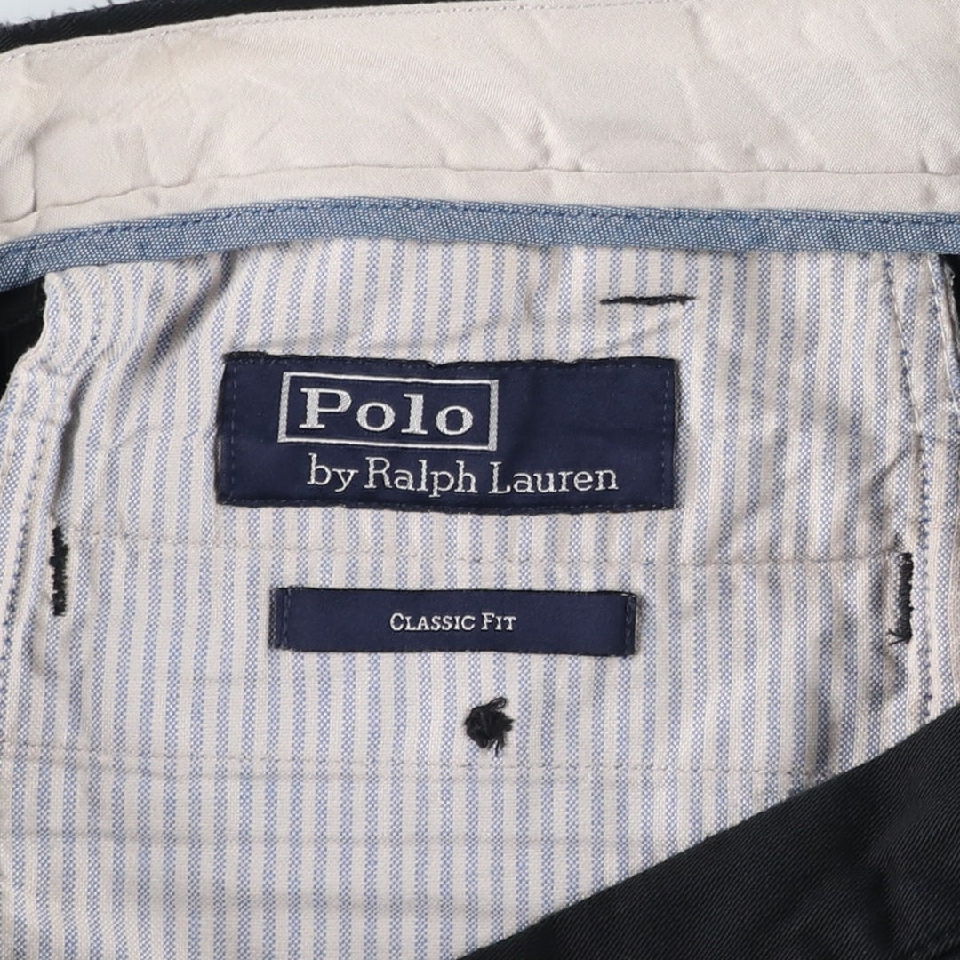 Ralph Lauren POLO by Ralph Lauren CLASSIC FIT Two-Pleat Chino Pants, Men's Size W35 (approx.) cotton navy blue type Vintage Second Hand