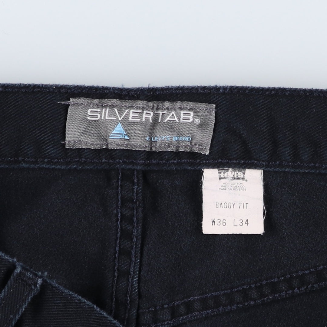 2000'S Levi's SILVER TAB Baggy Fit Black Denim Straight Leg Jeans, Men's W36 (approx.) cotton black type Vintage Second Hand