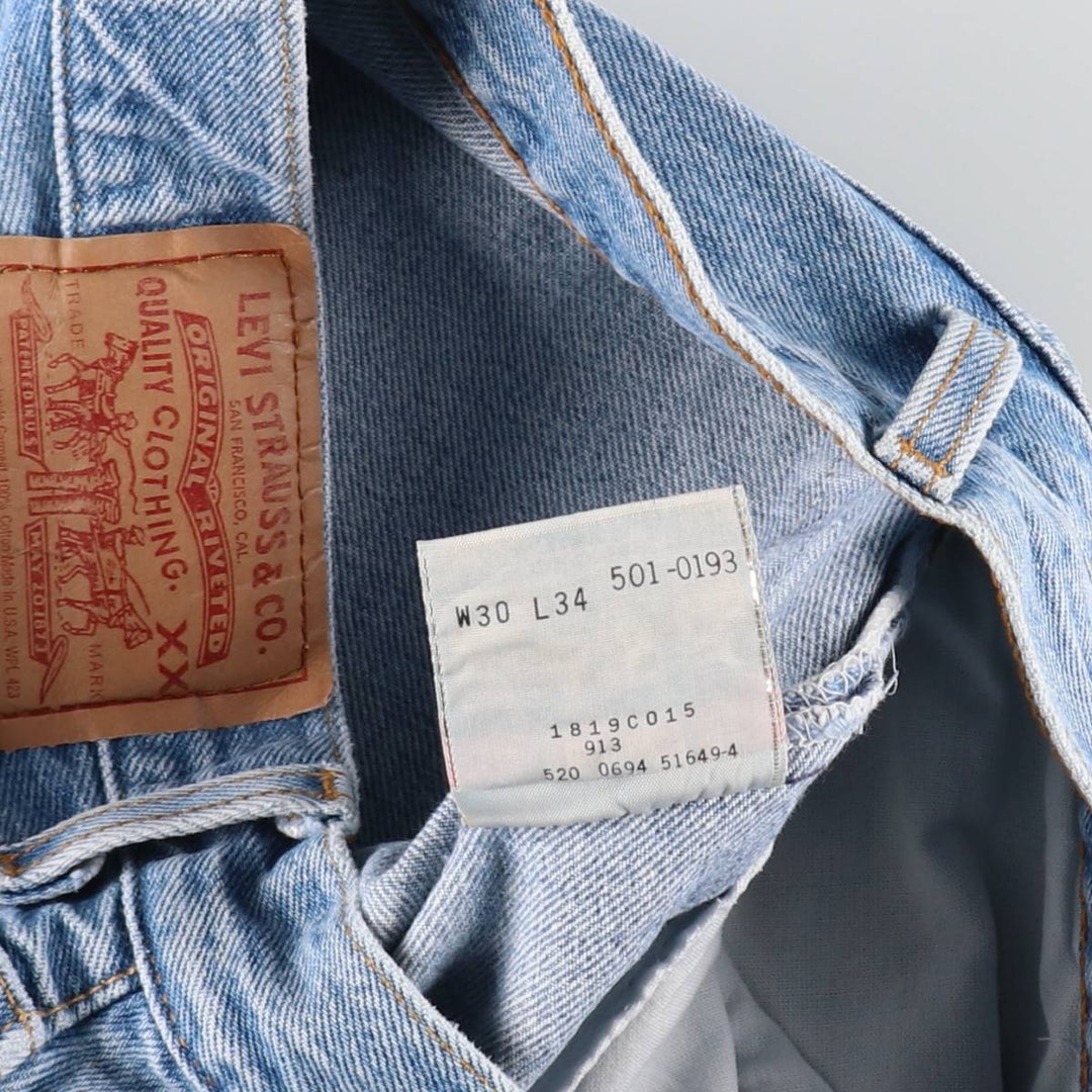 90'S Levi's 501-0193 Straight Denim Pants, Made in USA, Women's Size L (W28), Vintage cotton Indigo Vintage Second Hand