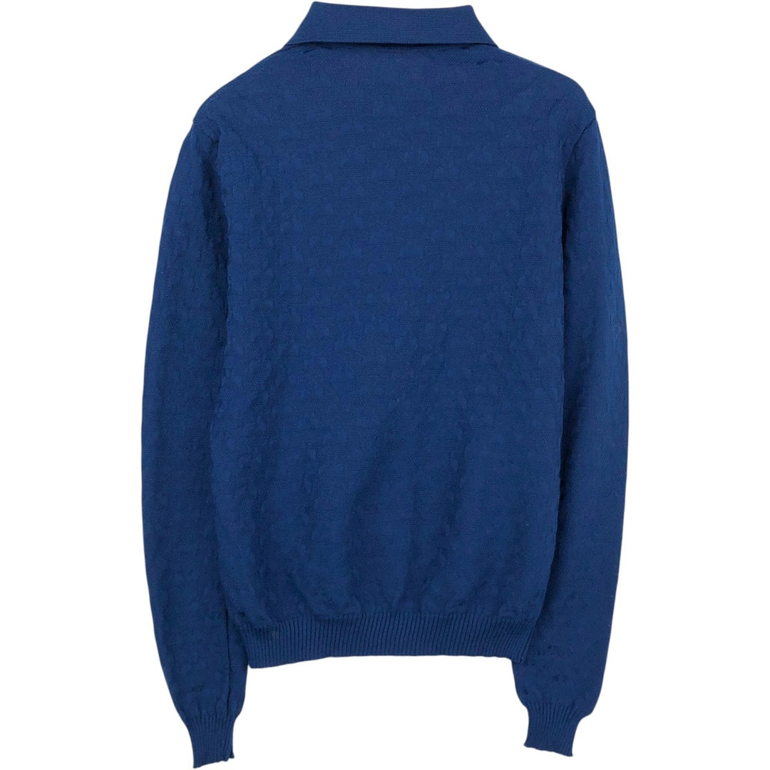 ~90'S SLOVENKA all-over print polo knit sweater, men's size L equivalent, vintage. unclear blue type Vintage Second Hand