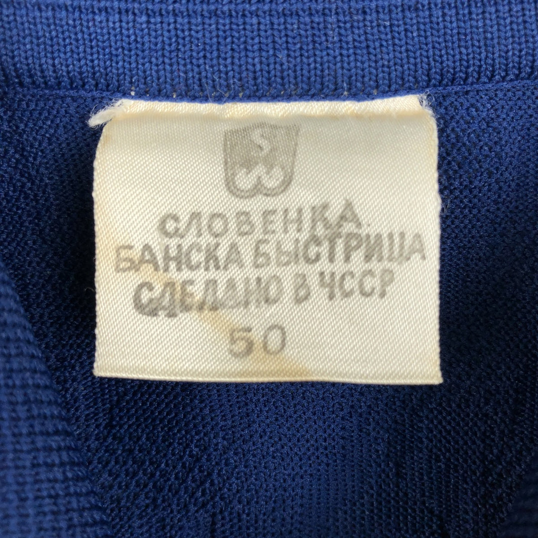 ~90'S SLOVENKA all-over print polo knit sweater, men's size L equivalent, vintage. unclear blue type Vintage Second Hand
