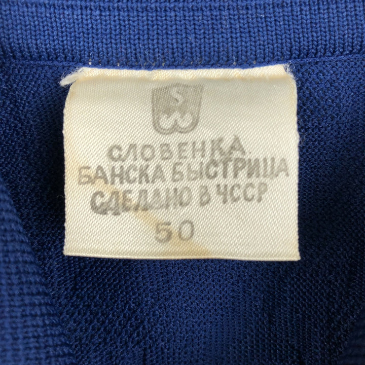 ~90'S SLOVENKA all-over print polo knit sweater, men's size L equivalent, vintage. unclear blue type Vintage Second Hand