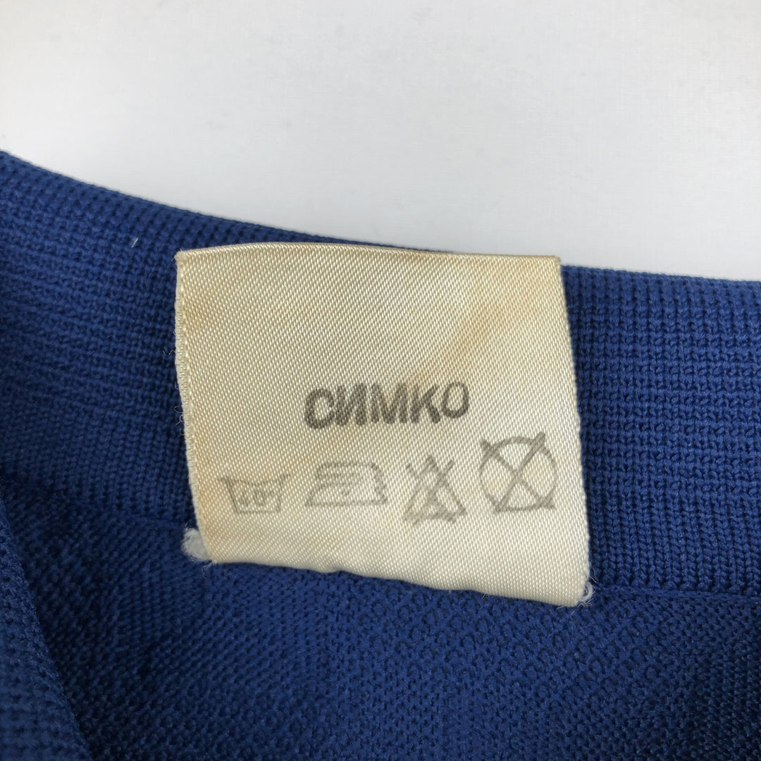 ~90'S SLOVENKA all-over print polo knit sweater, men's size L equivalent, vintage. unclear blue type Vintage Second Hand
