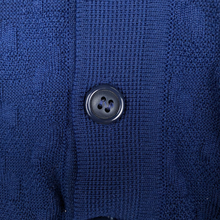 ~90'S SLOVENKA all-over print polo knit sweater, men's size L equivalent, vintage. unclear blue type Vintage Second Hand