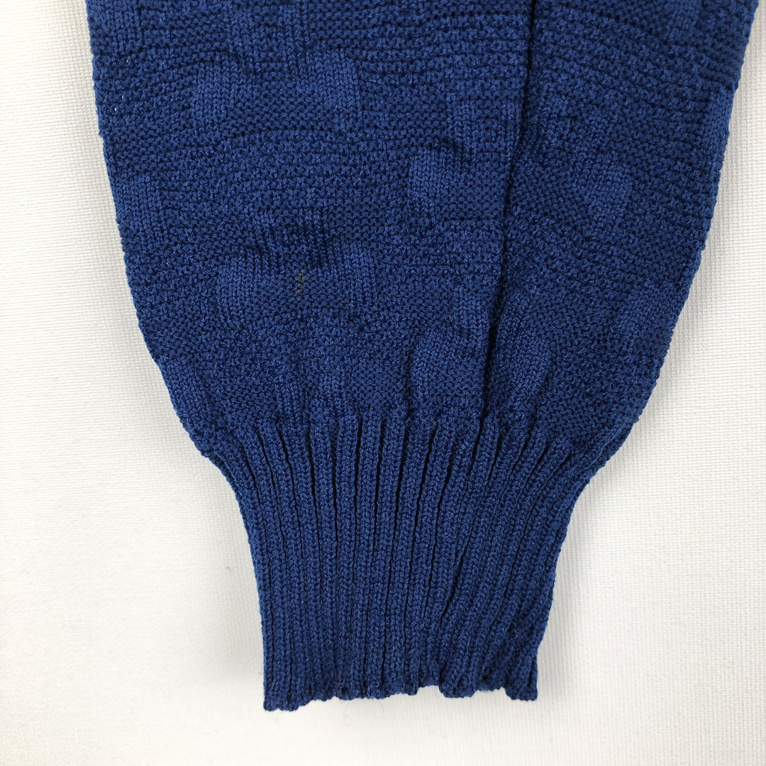 ~90'S SLOVENKA all-over print polo knit sweater, men's size L equivalent, vintage. unclear blue type Vintage Second Hand