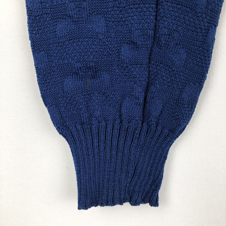 ~90'S SLOVENKA all-over print polo knit sweater, men's size L equivalent, vintage. unclear blue type Vintage Second Hand