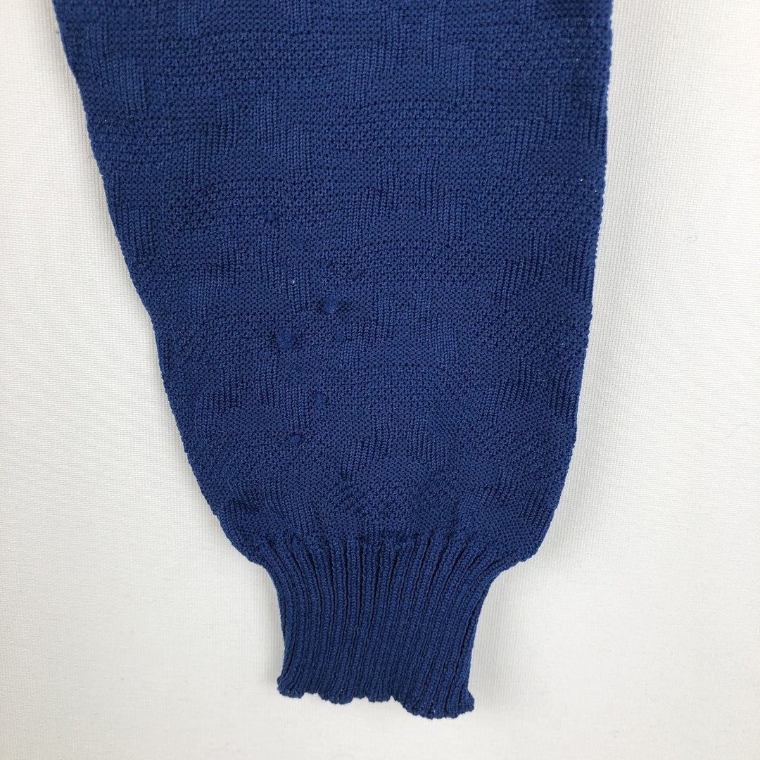 ~90'S SLOVENKA all-over print polo knit sweater, men's size L equivalent, vintage. unclear blue type Vintage Second Hand